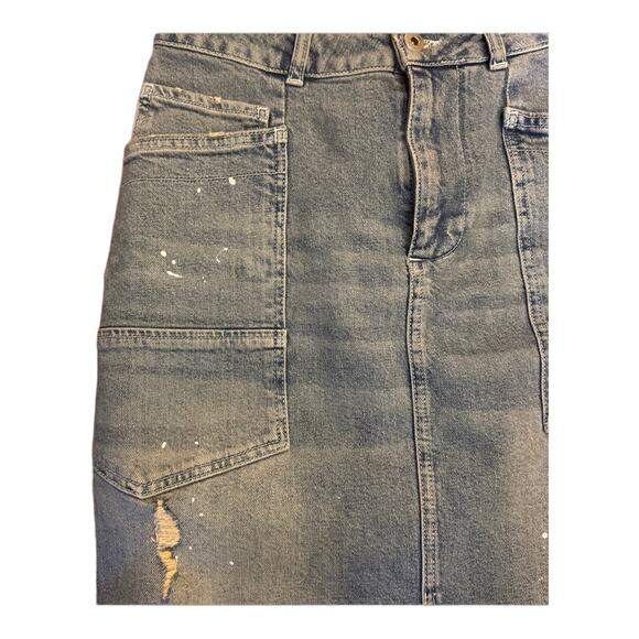 Anthropologie Pilcro Patchwork Blue Denim Midi Skirt size 4 - Picture 4 of 11